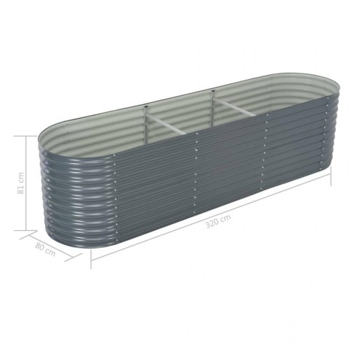 Forhøjet plantekasse 320 x 80 x 81 cm galvaniseret stål - grå