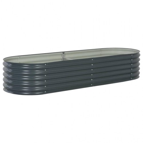 Forhøjet plantekasse i galvaniseret stål 240 x 80 x 44 cm - grå