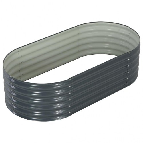 Forhøjet plantekasse 160x80x44 cm galvaniseret stål grå