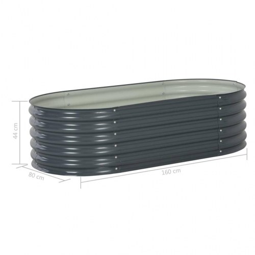 Forhøjet plantekasse 160x80x44 cm galvaniseret stål grå