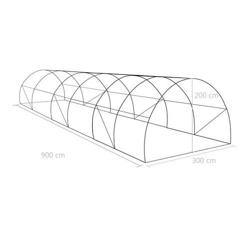 Drivhus 27 m² 900x300x200 cm