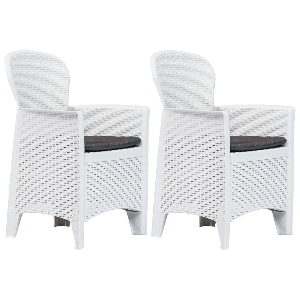 Havestole 2 Stk. Med Hynde Plastik Rattanlook Hvid