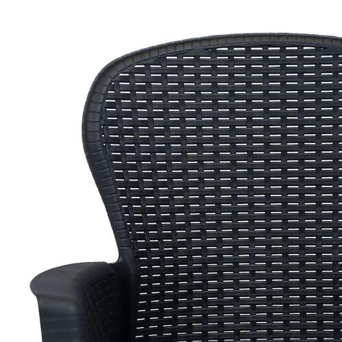 Havestole 2 stk. med hynde plastik rattanlook antracitgrå