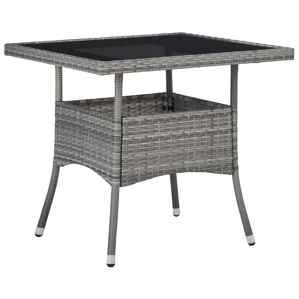 Udendørs spisebord polyrattan og glas grå