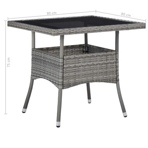 Udendørs spisebord polyrattan og glas grå