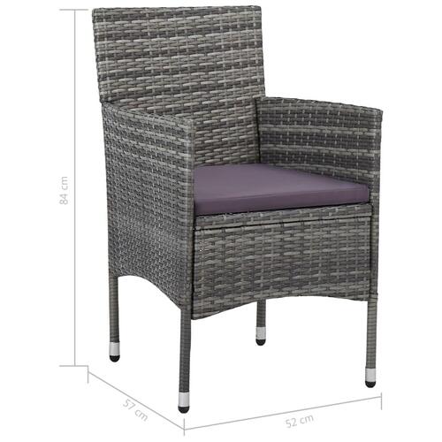 Spisebordsstole til haven 2 stk. polyrattan grå