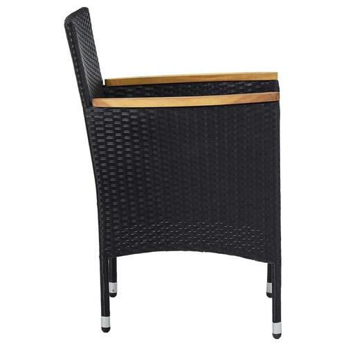 Spisebordsstole til haven 2 stk. polyrattan sort