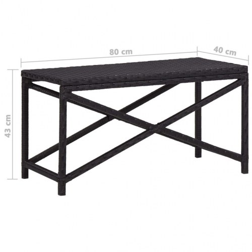 Havebænk 80 cm polyrattan sort