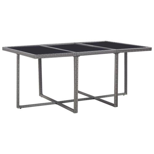 Udendørs spisebordssæt 11 dele med hynder polyrattan grå