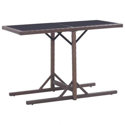 Havebord 110 × 53 × 72 cm - brun polyrattan med glasplade