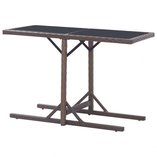 Havebord 110 × 53 × 72 cm - brun polyrattan med glasplade