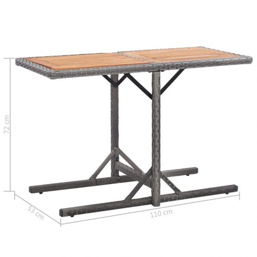 Havebord polyrattan og massivt akacietræ antracitgrå