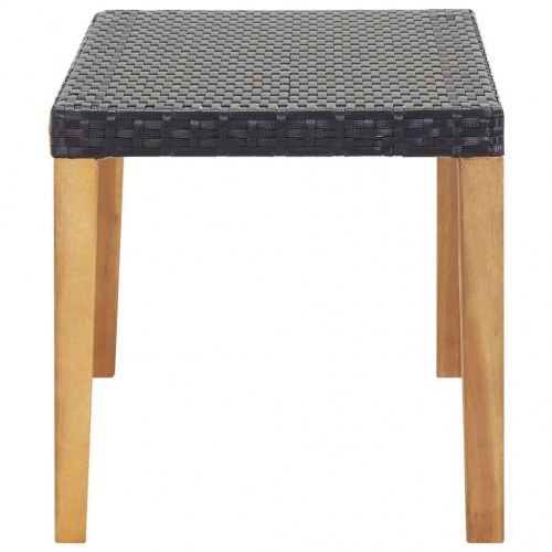 Havebænk 120 cm polyrattan og massivt akacietræ sort