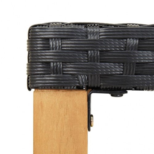 Havebænk 120 cm polyrattan og massivt akacietræ sort