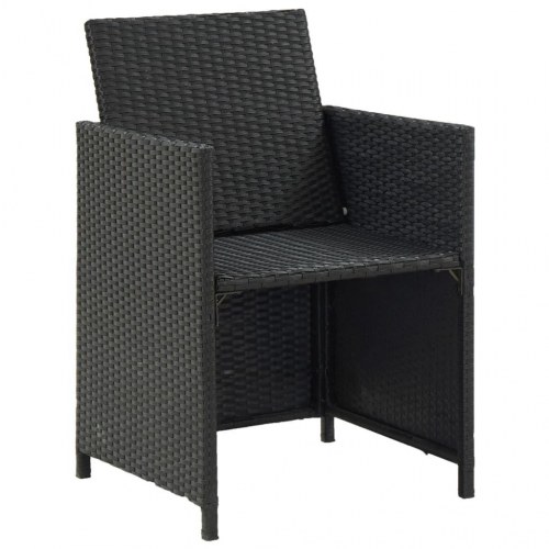 Udendørs spisebordssæt 5 dele med hynder polyrattan sort