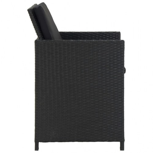 Udendørs spisebordssæt 5 dele med hynder polyrattan sort