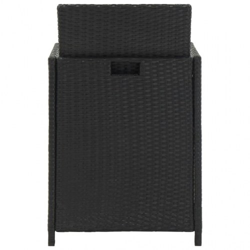 Udendørs spisebordssæt 5 dele med hynder polyrattan sort