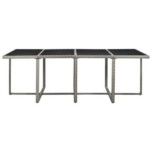 Udendørs spisebordssæt 13 dele med hynder polyrattan grå