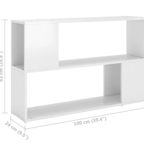 Bogreol 100x24x63 cm spånplade hvid højglans