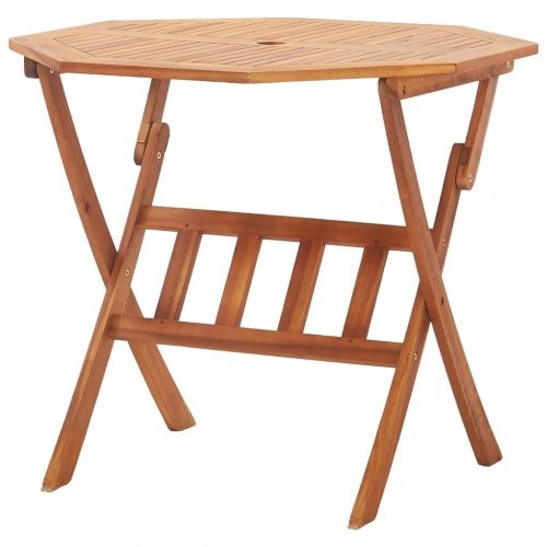 Foldbart havebord i massivt akacietræ 90 x 75 cm med parasolhul