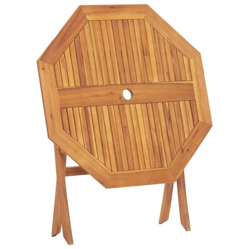 Foldbart havebord i massivt akacietræ 90 x 75 cm med parasolhul