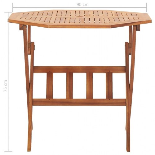 Foldbart havebord i massivt akacietræ 90 x 75 cm med parasolhul