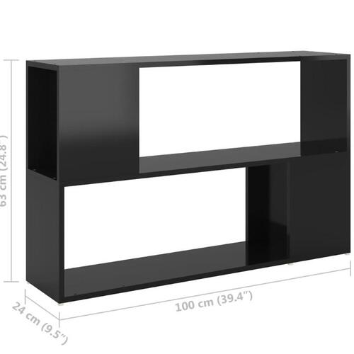 Bogreol 100x24x63 cm konstrueret træ sort højglans