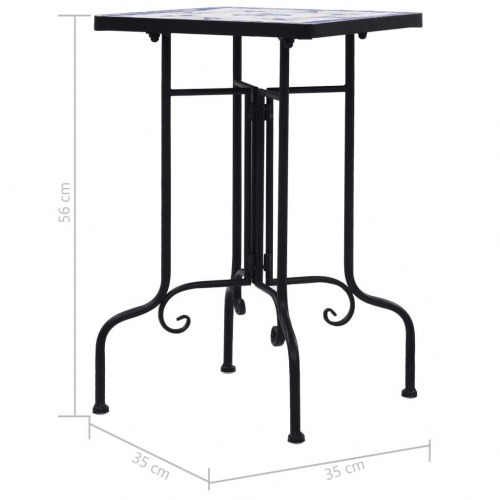 Mosaikbord keramik blå og hvid