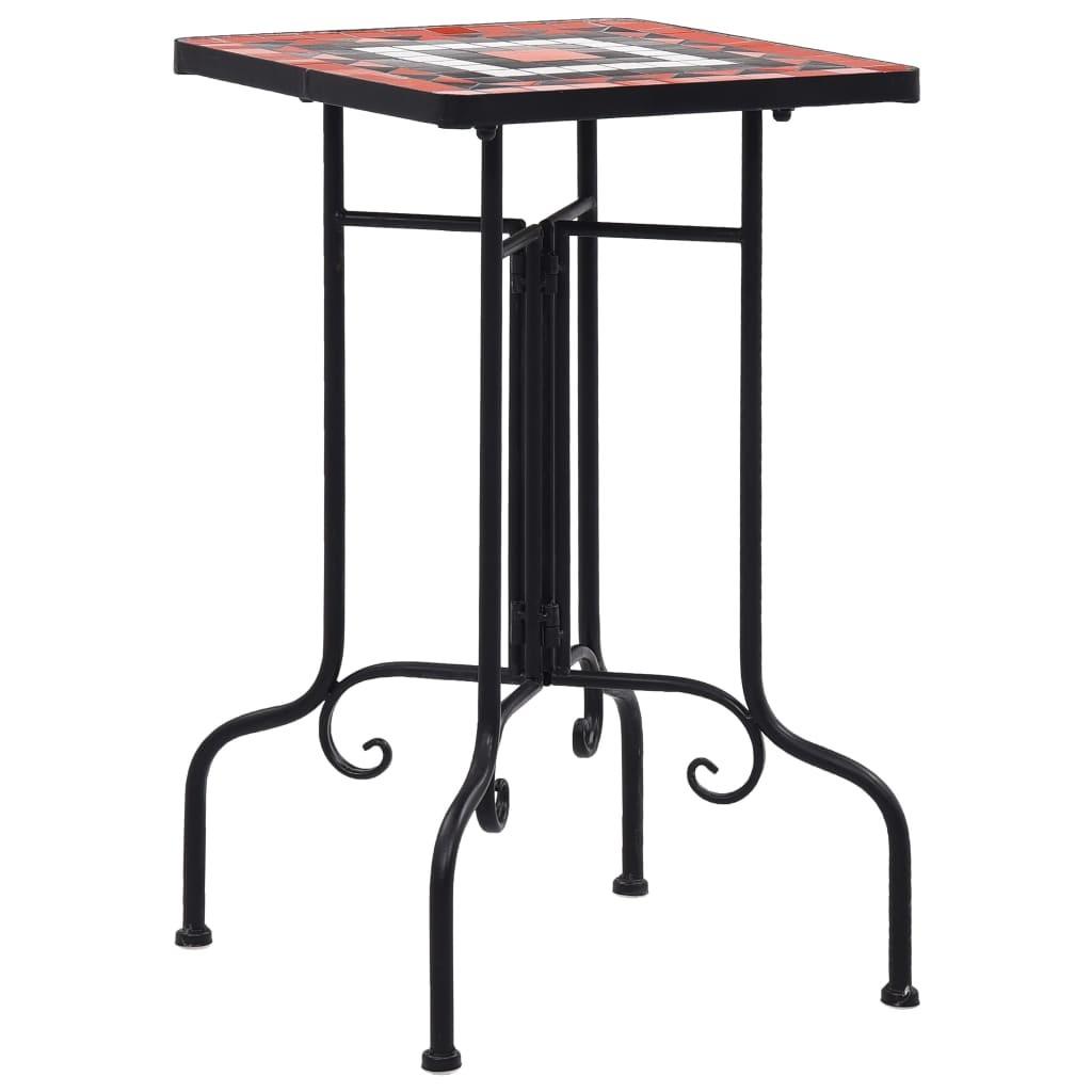 Mosaikbord keramik terracottafarvet og hvid billede