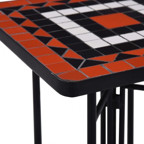 Mosaikbord i keramik - terrakotta/hvid, 35 × 35 × 56 cm
