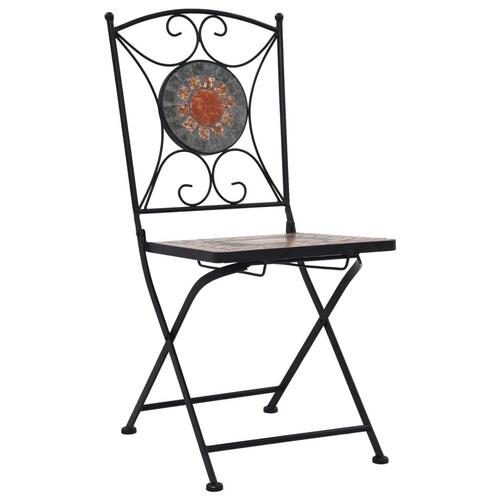 Bistrostole 2 stk. med mosaikdesign orange/grå
