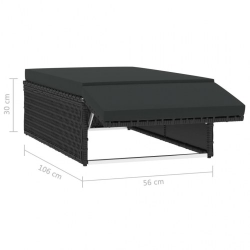 Haveloungesæt 2 dele med hynder polyrattan sort