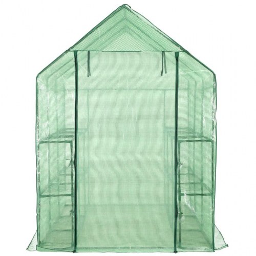 Drivhus med 12 hylder 143 × 214 × 196 cm - stål, grøn
