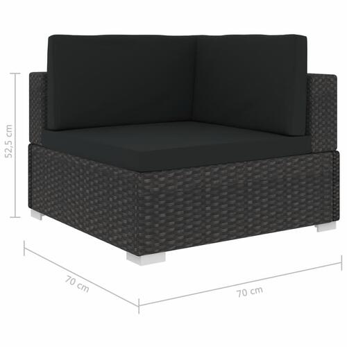 Haveloungesæt 12 dele med hynder polyrattan sort