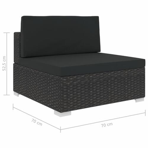 Haveloungesæt 12 dele med hynder polyrattan sort