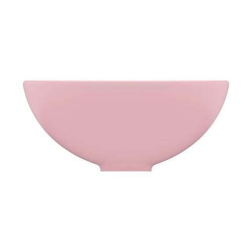 Luksuriøs håndvask 32,5x14 cm rund keramisk mat lyserød