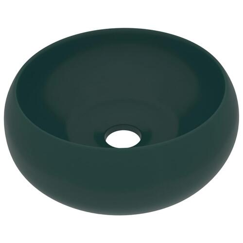 Luksuriøs håndvask 40x15 cm rund keramik mat mørkegrøn