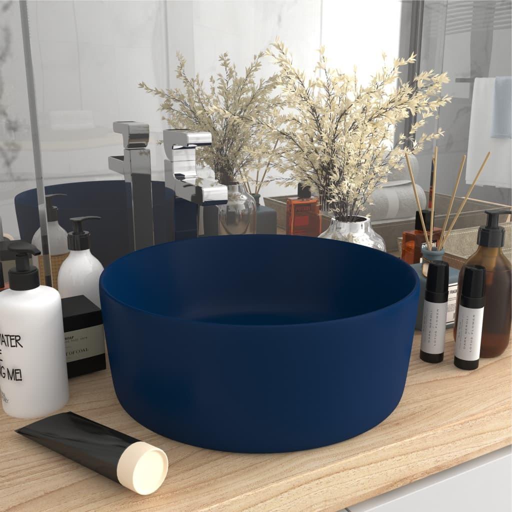 Luksuriøs håndvask 40x15 cm rund keramik mat mørkeblå