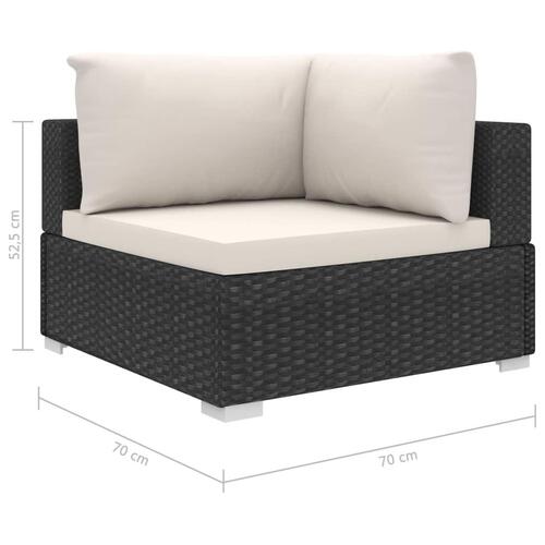 Haveloungesæt 9 dele med hynder polyrattan sort