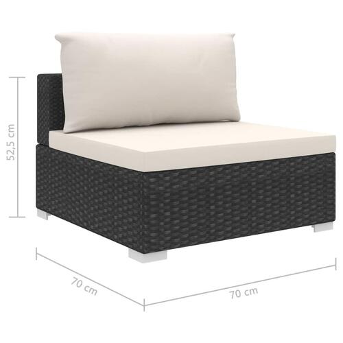 Haveloungesæt 9 dele med hynder polyrattan sort