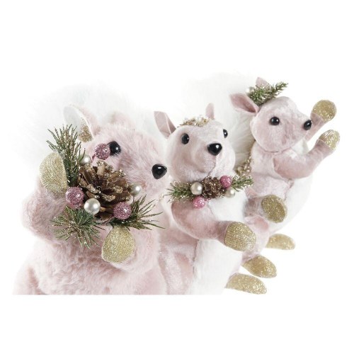 Juledekoration - pink egern i polyester, 3 stk. (13 × 16 × 21 cm)