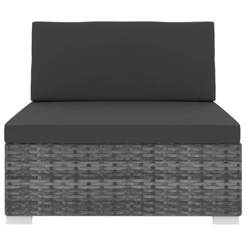 Midtersæde til sofa 1 stk. med hynder polyrattan grå
