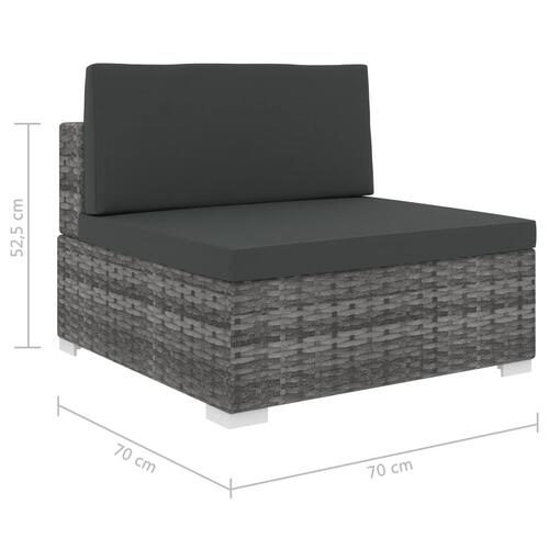 Midtersæde til sofa 1 stk. med hynder polyrattan grå