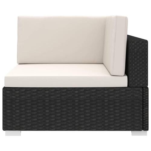 Hjørnesæde til sofa 1 stk. med hynder polyrattan sort