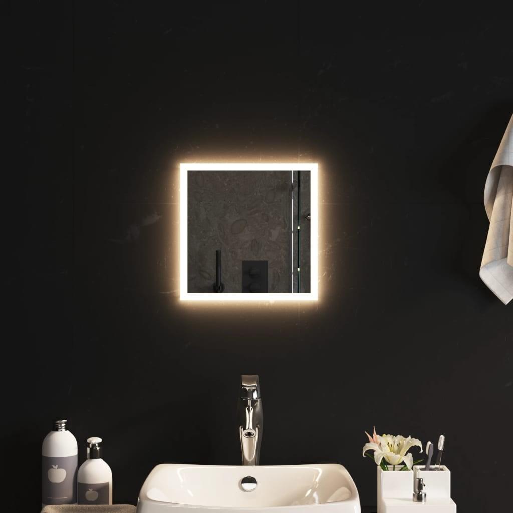 Badeværelsesspejl med LED-lys 30x30 cm
