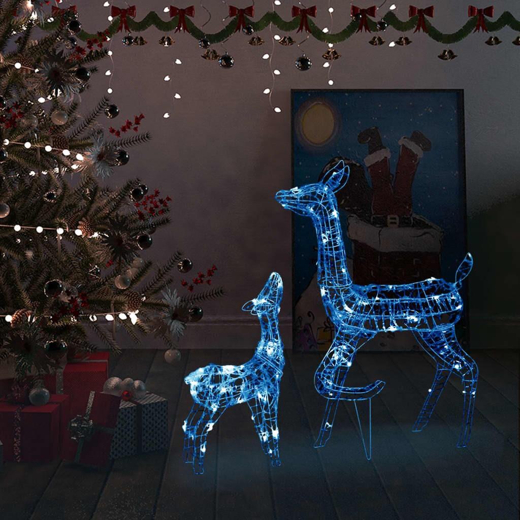 Juledekoration rensdyrfamilie 160 LED'er akryl blå