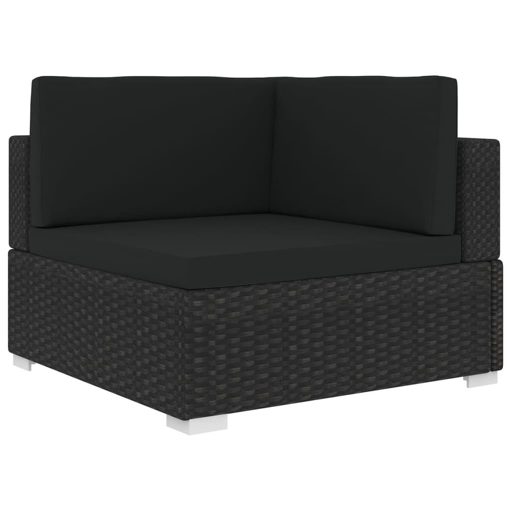 Hjørnesæde til sofa 1 stk. med hynder polyrattan sort