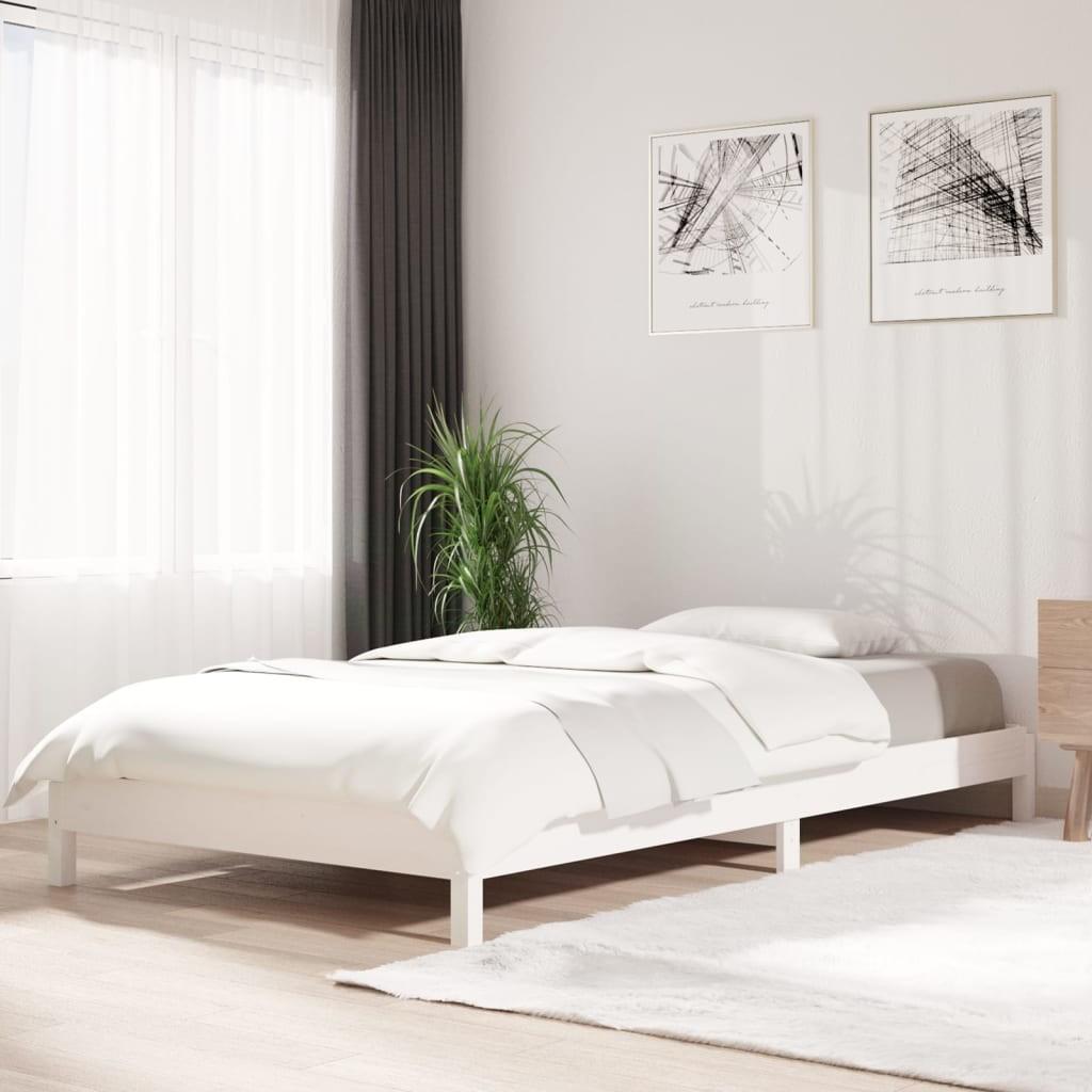 Stabelbar seng 100×200 cm massivt fyrretræ hvid