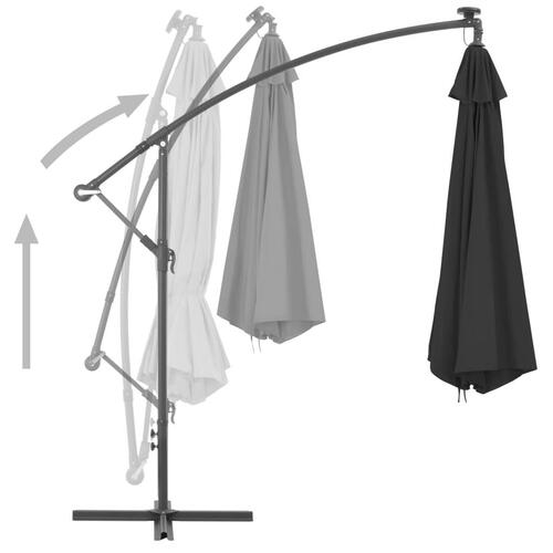 Hængeparasol 350 cm aluminiumsstang sort