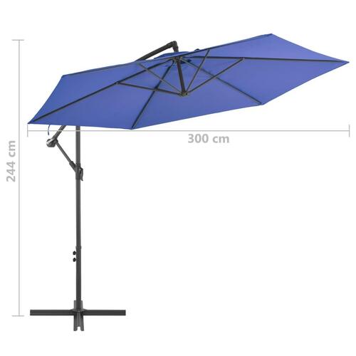 Hængeparasol 300 cm aluminiumstang blå